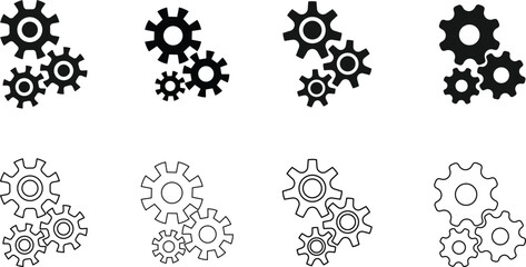 technology gear symbol icon set
