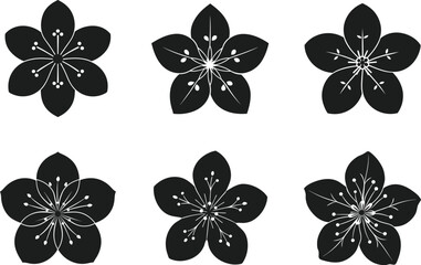 Set of Cherry Blossom Silhouettes – Elegant Floral Vector for Spring and Decorative Designs