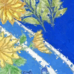 Various oil paintings, flowers, roses, peonies, chrysanthemums, cranes, parrots, paisley, beautiful scenery