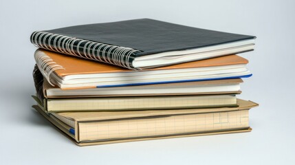 A stack of books and notepads, symbolizing the gathering of information for research.