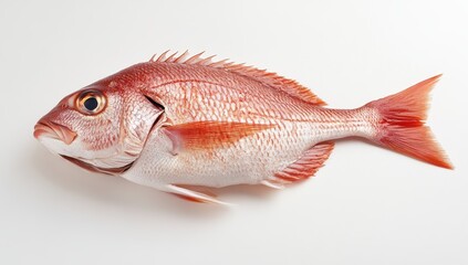 Close-up of fresh whole fish isolated on white background seafood ingredient natural texture scales fins and freshness culinary preparation