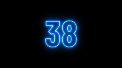 Abstract glowing neon text countdown 38 number illustration background 4K resolution.