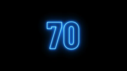 Abstract beautiful neon 70 number illustration background 4K.