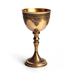 A beautifully ornate chalice filled with wine stands as a profound symbol of the Eucharist, representing the Last Supper and Christian spiritual unity