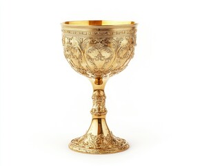 This sacred chalice, richly adorned and filled with wine, represents the spiritual unity and solemnity of the Eucharist during Maundy Thursday and Good Friday celebrations