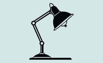 Desk lamp silhouette vector, silhouette of floor lamp vector illustration. Classic desk table lamp vector illustration silhouette   