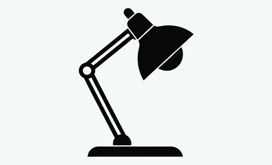 Desk lamp silhouette vector, silhouette of floor lamp vector illustration. Classic desk table lamp vector illustration silhouette   