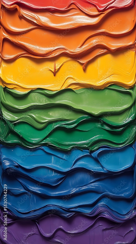Poster Colorful layers of paint creating a textured rainbow display