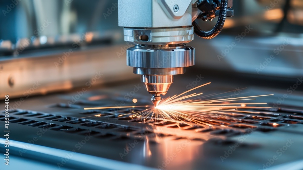 Poster computer-controlled cnc laser cutting system shaping metal with accuracy