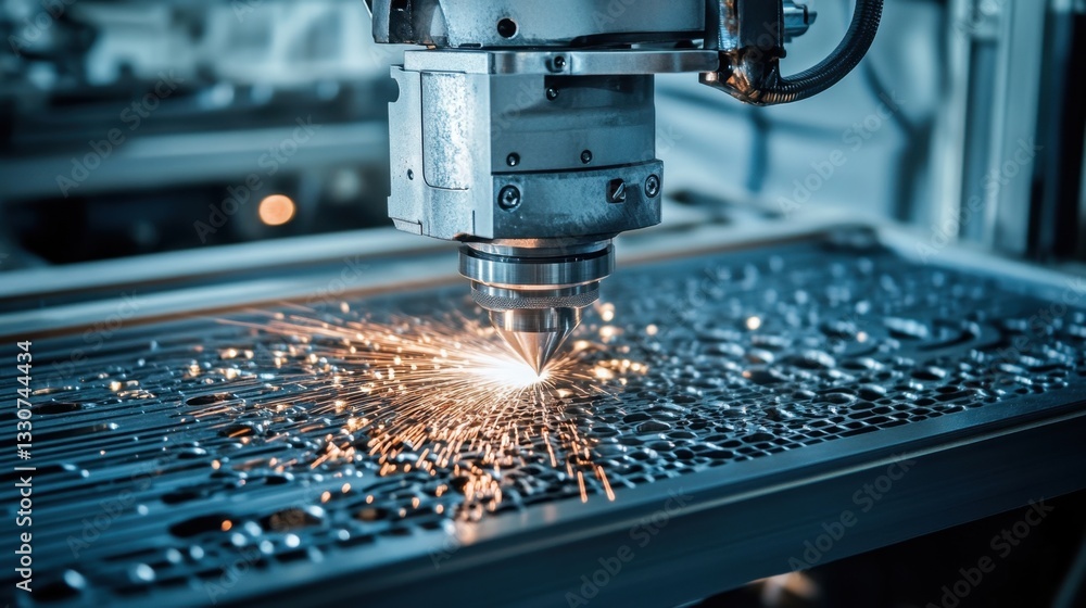 Poster computer-controlled cnc laser cutting system shaping metal with accuracy