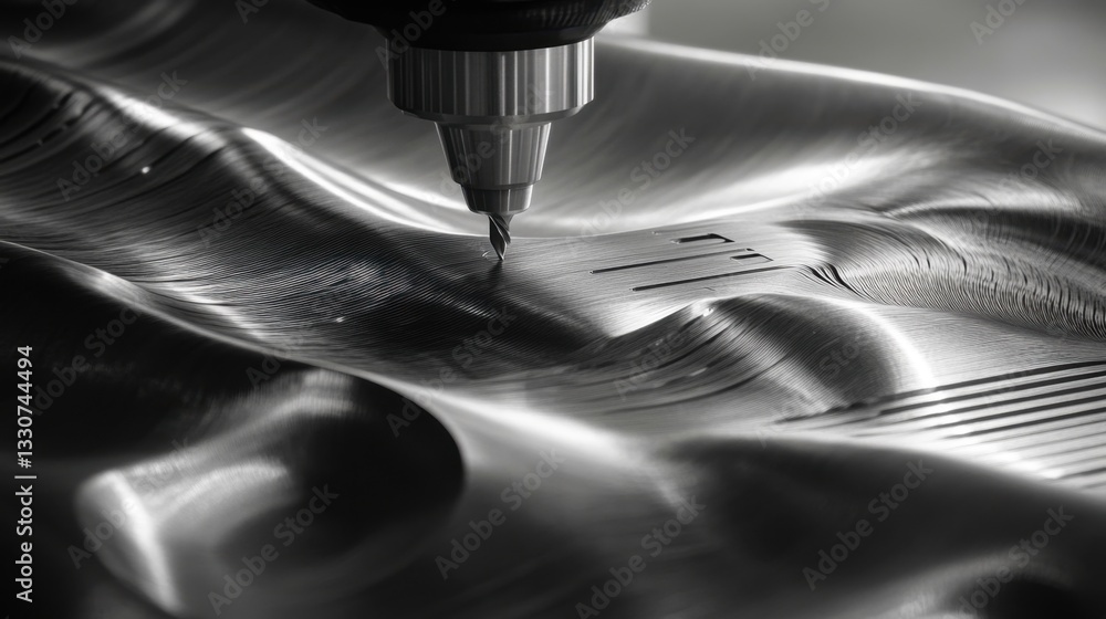 Poster high-performance cnc machine milling an intricate aluminum part