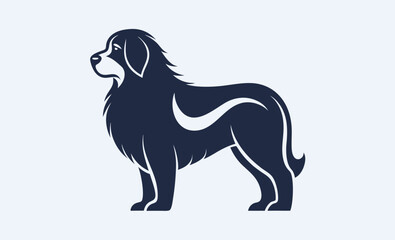 Newfoundland dog silhouette, Newfoundland Dog Vector Silhouette - Capturing the Majestic Presence and Endearing Nature of this Beloved Large Breed, Newfoundland Illustration. 