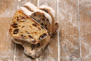 pieces of Stollen cake on the table