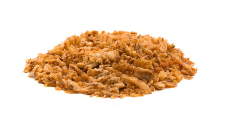fried onions on white background