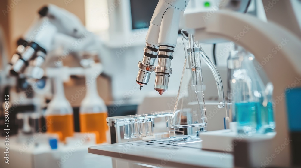 Poster rows of robotic arms working on a fast-paced electronics production line