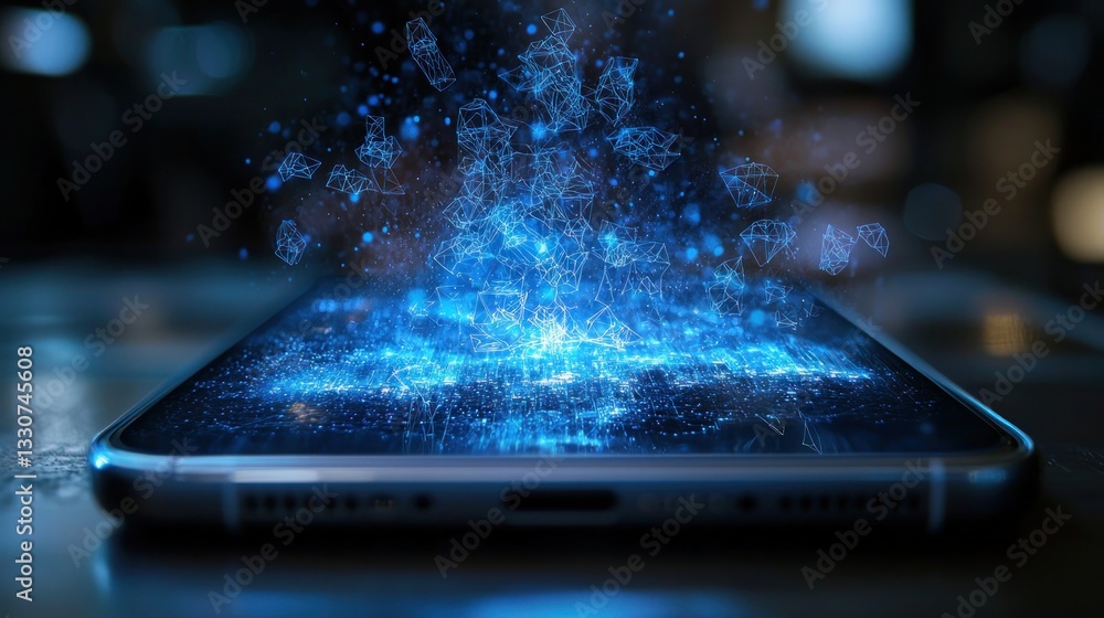 Poster abstract digital transformation with floating data visuals