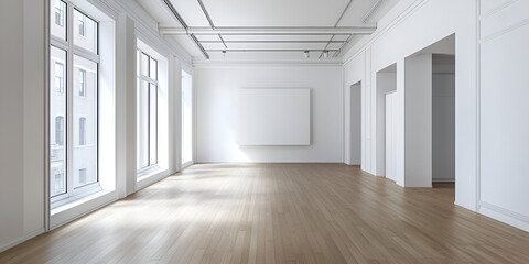 Fototapeta premium Minimalist Elegance with All-White Walls and Sleek Modern Interior Design