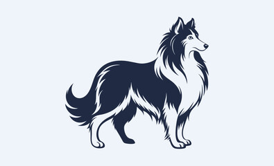 Shetland sheepdog silhouette, Shetland sheep Dog black silhouette vector, Simple silhouette Design vector icon with white background 