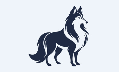 Shetland sheepdog silhouette, Shetland sheep Dog black silhouette vector, Simple silhouette Design vector icon with white background 