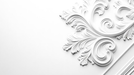 Fototapeta premium White Ornate Floral Design Wall Decor