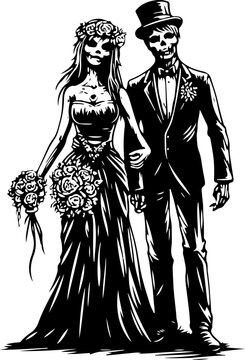 sketch vector illustration silhouette design icon logo symbol couple lover zombie skull ethnic traditional vintage full engraving classic  