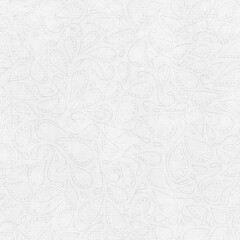 Fototapeta premium Seamless white paisley pattern with delicate embossed swirl details. Subtle elegant ornamental background for fabric, wallpaper, wedding stationery and luxury surface design.