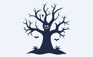 Halloween tree silhouette, Halloween tree silhouette vector, Silhouette of a dead tree vector illustration  