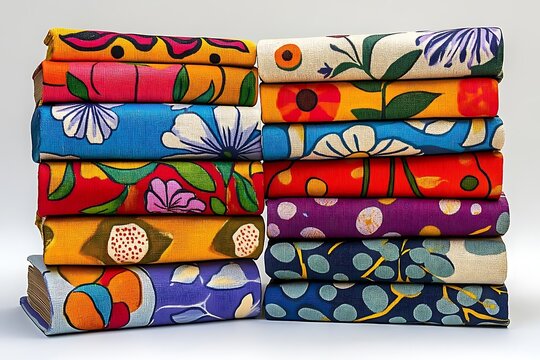 Colorful Fabric Books Stacked Display