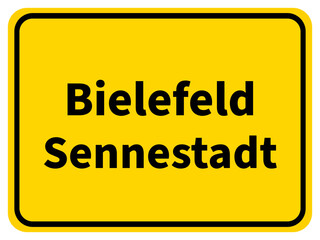 Obraz premium Illustration eines Stadteingangsschildes von Sennestadt, einem Stadtteil der Stadt Bielefeld