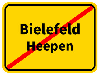Illustration eines Stadtausgangsschildes von Heepen, einem Stadtteil der Stadt Bielefeld