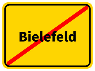 Illustration eines Stadtausgangsschildes von der Stadt Bielefeld