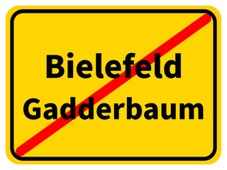 Illustration eines Stadtausgangsschildes von Gadderbaum, einem Stadtteil der Stadt Bielefeld