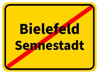 Illustration eines Stadtausgangsschildes von Sennestadt, einem Stadtteil der Stadt Bielefeld