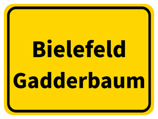 Illustration eines Stadteingangsschildes von Gadderbaum, einem Stadtteil der Stadt Bielefeld