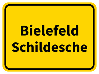 Illustration eines Stadteingangsschildes von Schildesche, einem Stadtteil der Stadt Bielefeld