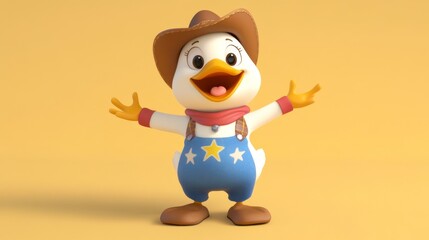 Cheerful Cartoon Duck Cowboy