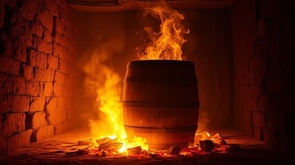 "Burning Barrel in Dark Room - Vivid AI Photo