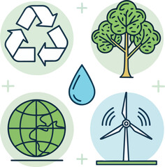  Ecology Icons Set – Editable Stroke Vector Illustration