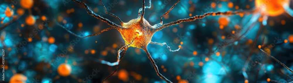 Aufkleber detailed illustration of neurons in a neural network with glowing synapses and colorful background f