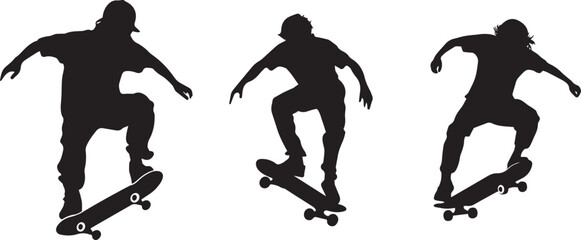 Silhouette of a person riding a skateboard vector silhouette
