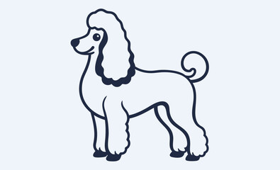 French poodle silhouette vector, walking Poodle dog silhouette isolated on a white background. Vector illustration  