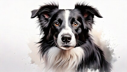 Illustration minimaliste d’un Border Collie, dessinée à la main à l’encre noire