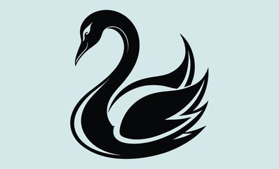 Obraz premium Black swan silhouette vector, black swan silhouette vector illustration 