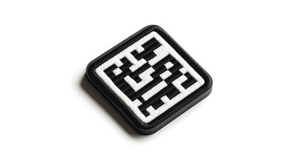 Minimalist Black and White QR Code Embroidered Patches mockup. AI image