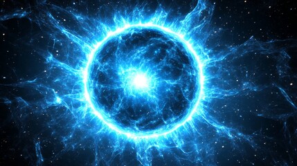 Obraz premium Vibrant Blue Cosmic Energy Explosion