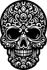 sketch vector illustration silhouette design icon logo symbol zombie skull ethnic traditional vintage full engraving classic  