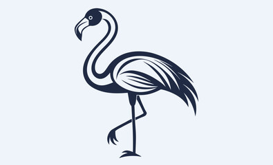 Flamingo line art vector, flamingo silhouette line art vector illustration with a white background 