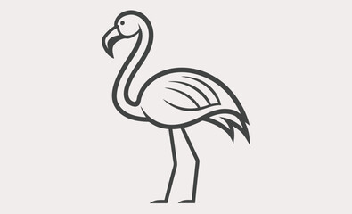 Flamingo line art vector, flamingo silhouette line art vector illustration with a white background 