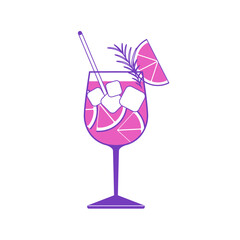 A vector illustration of a spritz cocktail in a glass, in a minimalist decorative style