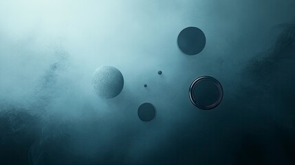 Abstract cosmic scene with planets and nebula.